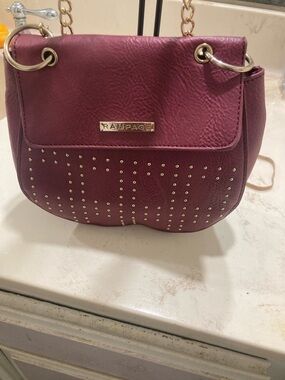 Rampage Plum Crossbody Bag with Gold Chain & Studs